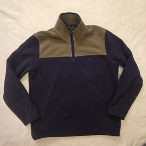 Brooks Brothers Navy Blue Olive‎ Green Fleece Quarter-Zip Mens XL Pullover EUC